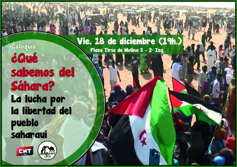 [18 Dic.] Coloquio «¿Qué sabemos del Sáhara? La lucha por la libertad del pueblo saharaui»