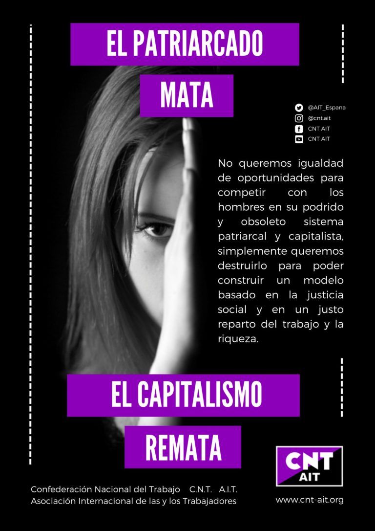 Comunicado de CNT AIT por el 8M: El patriarcado mata, el capitalismo remata.