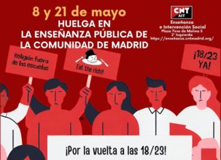 CNT-AIT apoya la huelga de las trabajadoras de la enseñanza los próximos 8 y 21 de mayo
