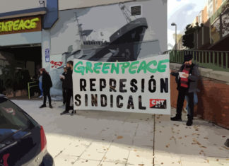 CNT-AIT se concentra ante Greenpeace para denunciar su política de represión sindical