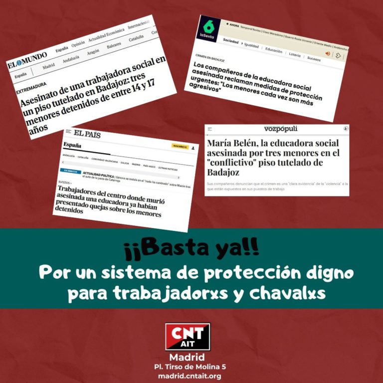 ¡¡Basta ya!! Por un sistema de protección digno para trabajadorxs y chavalxs